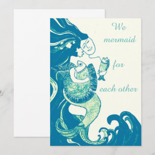 green mermaid valentine love card