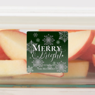 Green Merry and Bright Snowflakes Christmas Baking