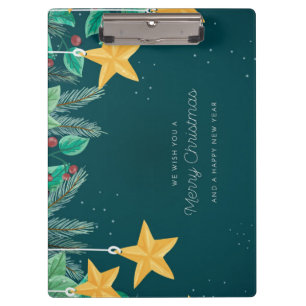 Green Merry Christmas and a Happy New Year Banner Clipboard