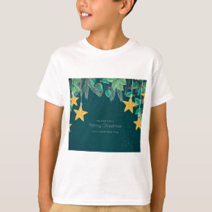 Green Merry Christmas and a Happy New Year Banner T-Shirt