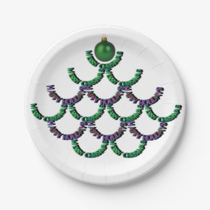 Green Merry Christmas and Happy New Year Plates