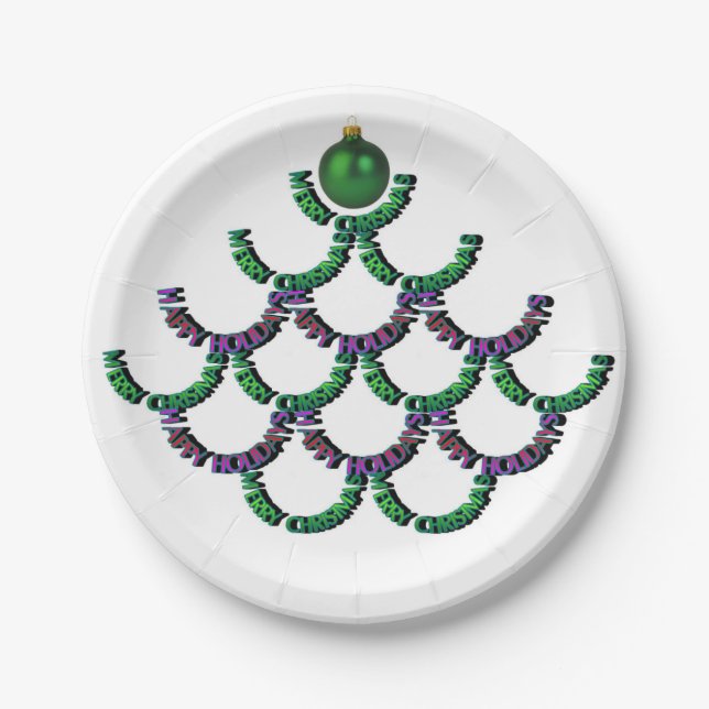 Green Merry Christmas and Happy New Year Plates (Front)