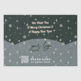 Green Merry Christmas Business Logo QR code Tissue Paper