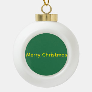 Green Merry Christmas Ceramic Ball Christmas Ornament