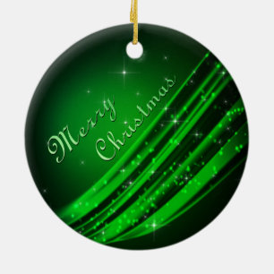 Green Merry Christmas Ceramic Tree Decoration