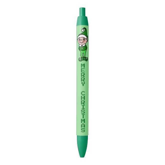 Green Merry Christmas Elf Writing Pens Gift (Front Vertical)