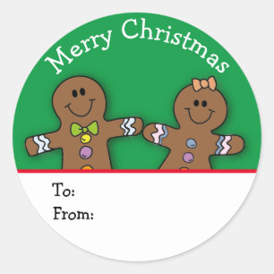 Green Merry Christmas Gingerbread Man Custom  Classic Round Sticker