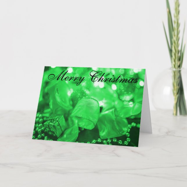 Green Merry Christmas Holiday Card (Front)