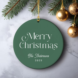 Green Merry Christmas Modern Type Photo Ceramic Tree Decoration
