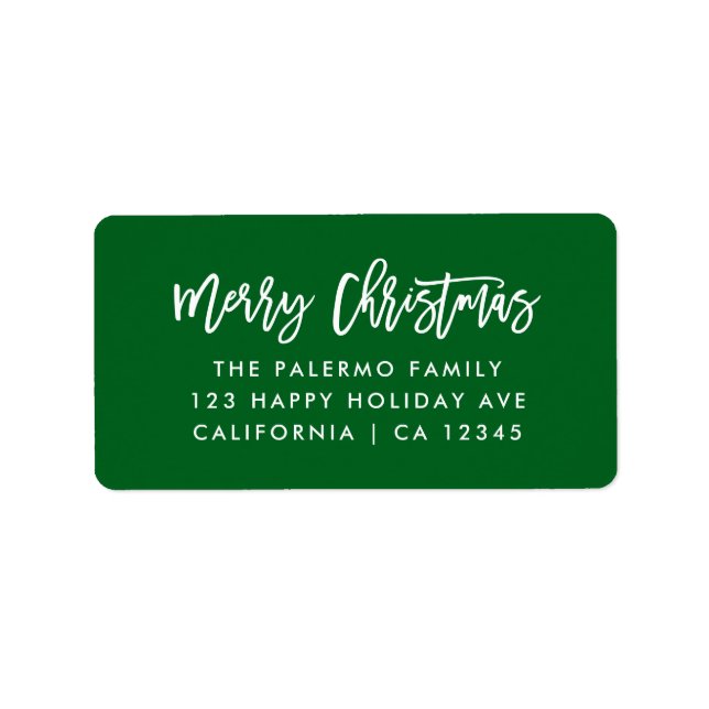 Green Merry Christmas Modern Typography Label (Front)