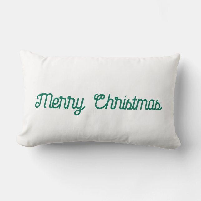 Green Merry Christmas or Add Your Text Minimalist Lumbar Cushion (Front)