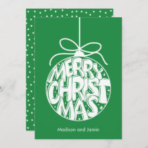 Green Merry Christmas Ornament Christmas Card