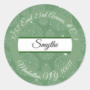 Green Merry Christmas Ornament Return Address - Classic Round Sticker
