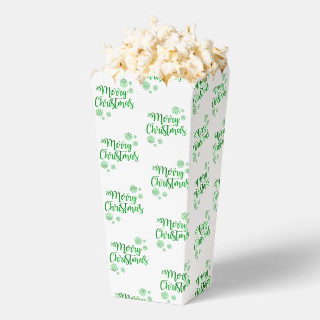 Green Merry Christmas Popcorn Favour Box (Popped)