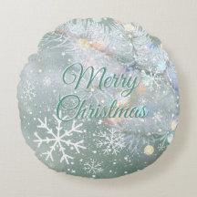 Green Merry Christmas Snowflakes 