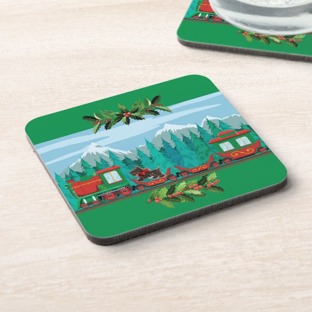 Green Merry Christmas Train Coaster (Left Side)