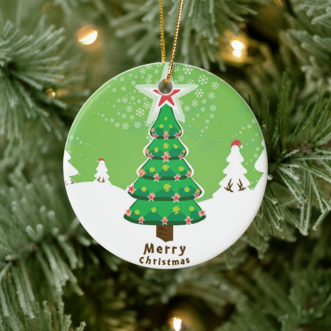 Green Merry Christmas Tree Ceramic Tree Decoration (Tree)