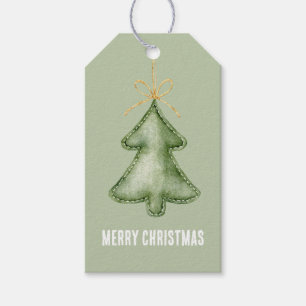 Green Merry Christmas Tree Gift Tags