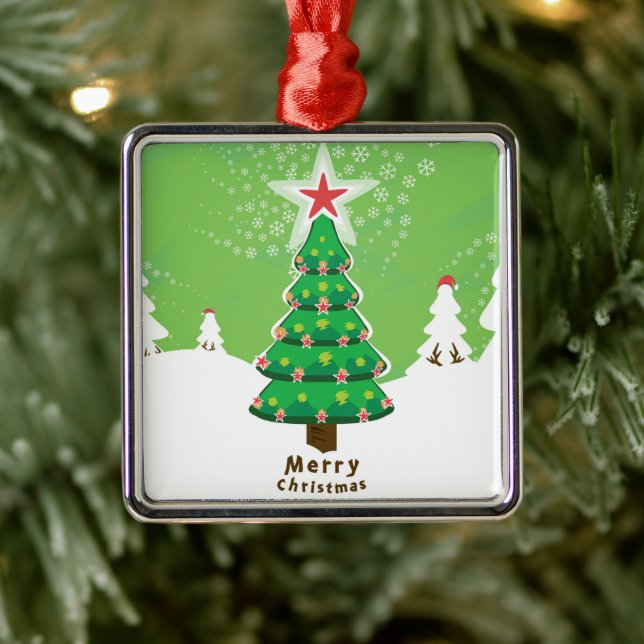 Green Merry Christmas Tree Metal Tree Decoration (Tree)