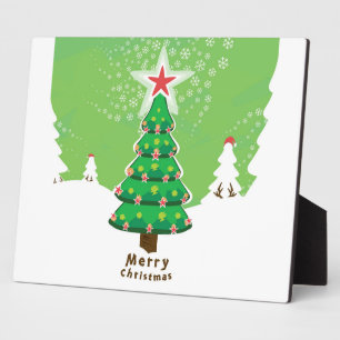 Green Merry Christmas Tree Plaque