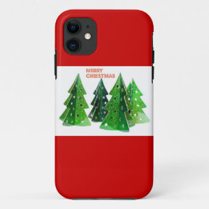 Green Merry Christmas Trees iPhone 11 Case