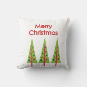 Green Merry Christmas Trees Cushion