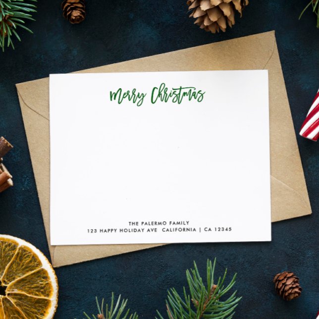 Green Merry Christmas Typography Classic Family Card (Creator Uploaded)
