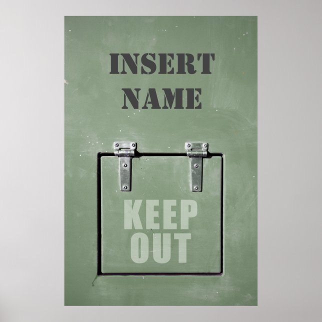 Green metal door, keep out poster (Front)