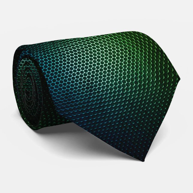 Green Metal Mesh Elegance – Retro Art  Tie (Rolled)