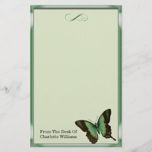 Green Metallic Butterfly Stationery