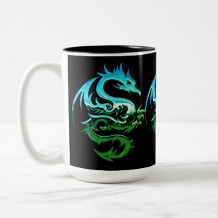 Green Metallic Dragon Two-Tone Coffee Mug