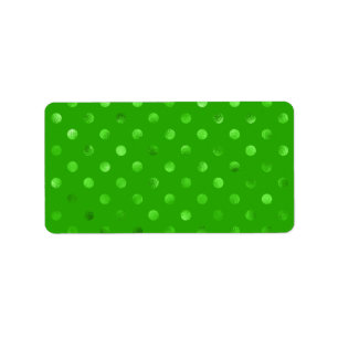 Green Metallic Faux Foil Polka Dot Background Label