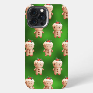 Green Metallic Gingerbread Cookie Man Holiday iPhone 13 Pro Max Case