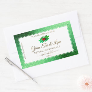 Green Metallic Glitter White Product Label Ladybug