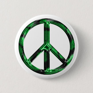 Green Metallic Peace Button