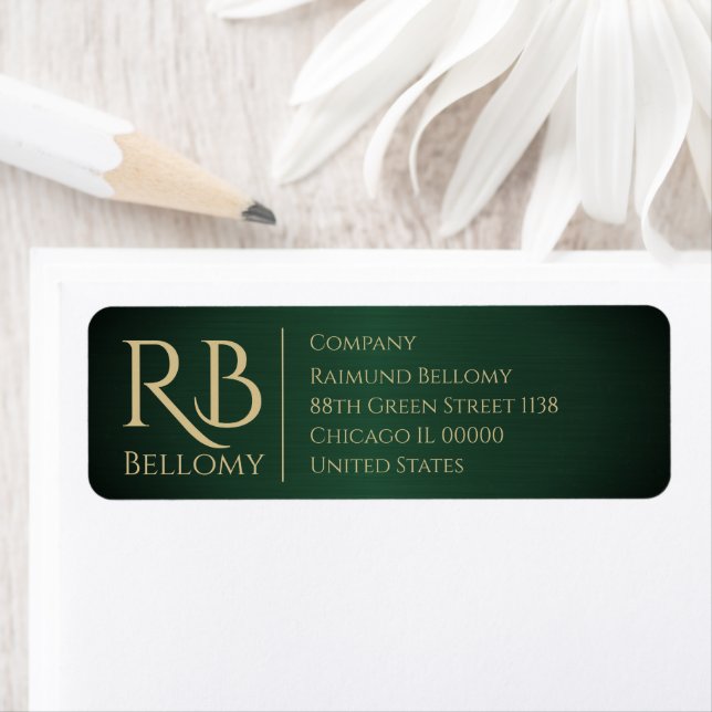 Green Metallic Return Address Label (Insitu)