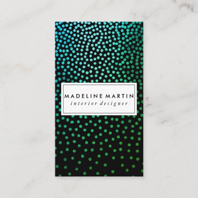 Green Metallic Speckled Pattern Business Card (Front)