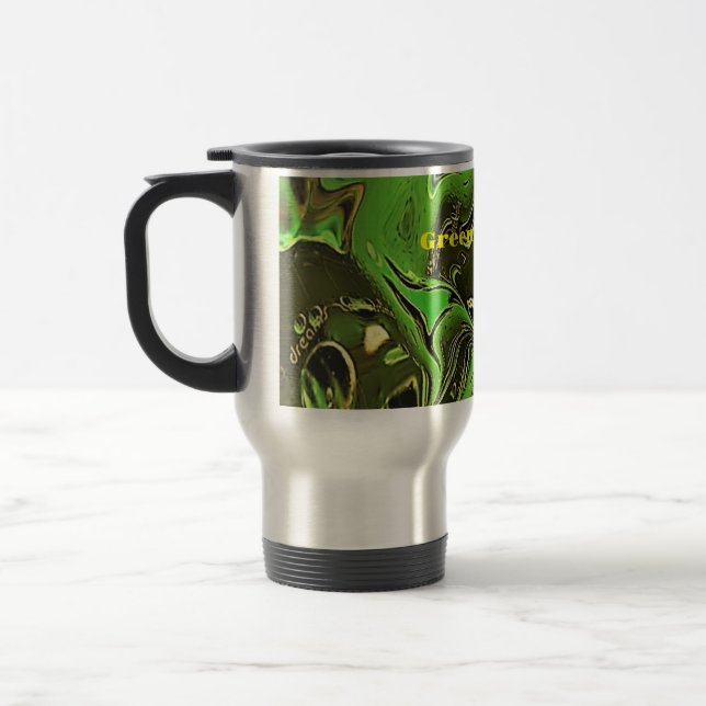 Green Metallica  Travel Mug (Left)
