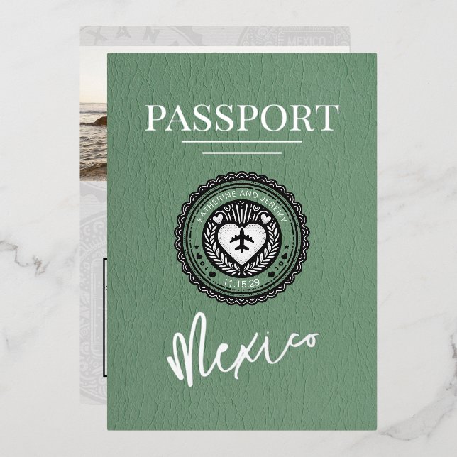 Green Mexico Passport Wedding (Front/Back)