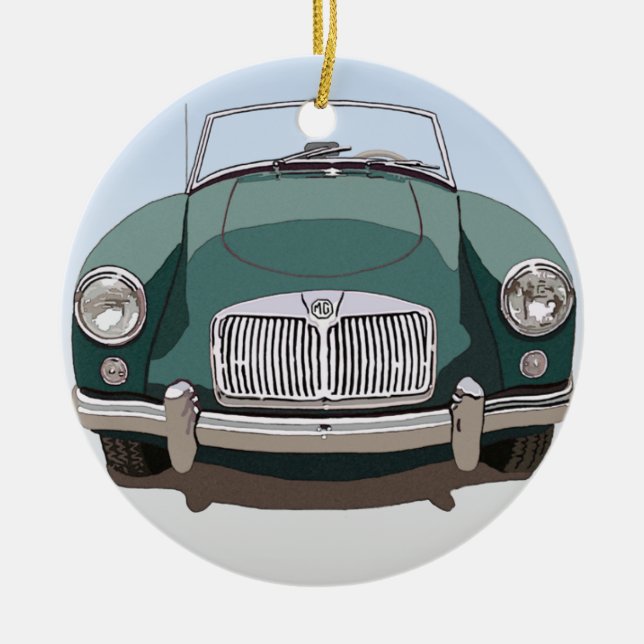 Green MGA Car Ornament (Front)