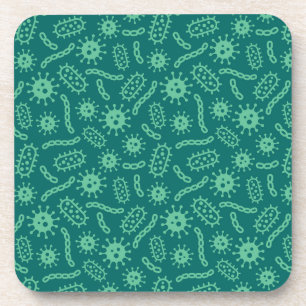 Green Microbes Pattern Coaster