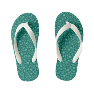 Green Microbes Pattern Kid's Flip Flops