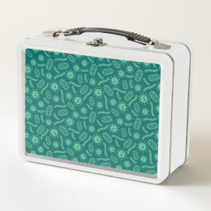 Green Microbes Pattern Metal Lunch Box