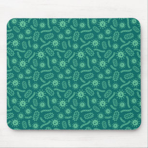 Green Microbes Pattern Mouse Mat