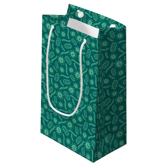 Green Microbes Pattern Small Gift Bag (Front Angled)