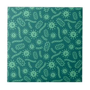 Green Microbes Pattern Tile
