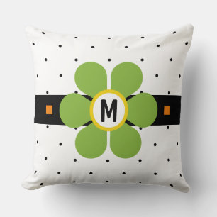 Green Mid Century Modern Flower Power Cushion