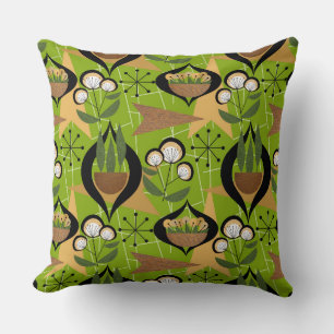 Green Mid-Century Style   Plants in Pots   Cushion