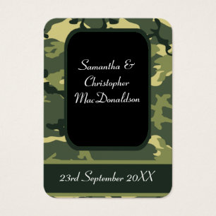 Green military camouflage favour thank you tag