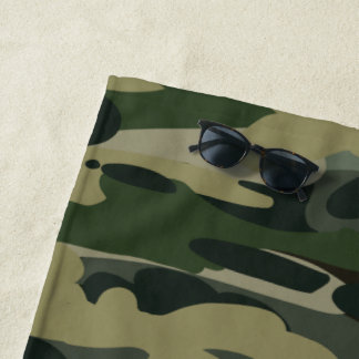 Green Military Camouflage Pattern Beach Towel
